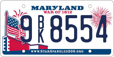 MD license plate 9BK8554