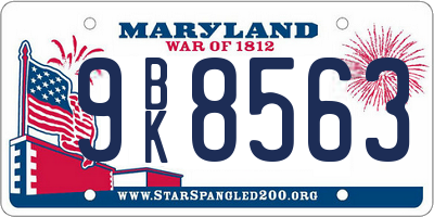 MD license plate 9BK8563