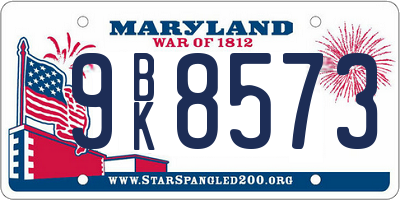 MD license plate 9BK8573