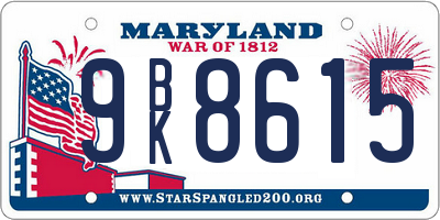 MD license plate 9BK8615