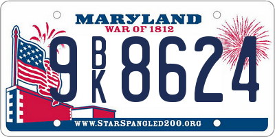 MD license plate 9BK8624