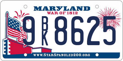 MD license plate 9BK8625