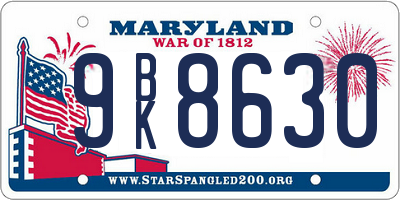 MD license plate 9BK8630