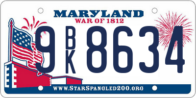 MD license plate 9BK8634