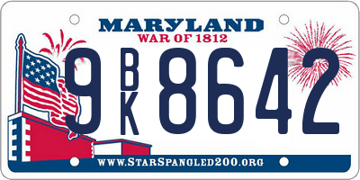MD license plate 9BK8642