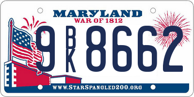 MD license plate 9BK8662