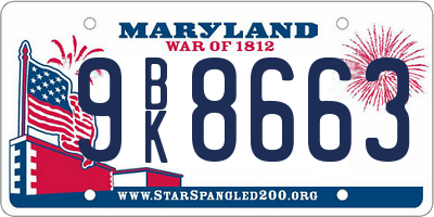 MD license plate 9BK8663