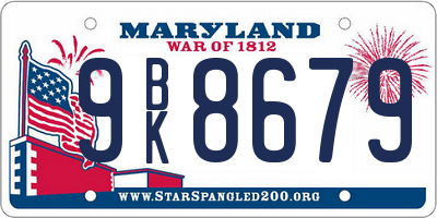MD license plate 9BK8679
