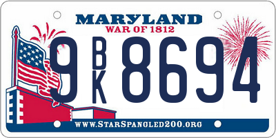 MD license plate 9BK8694