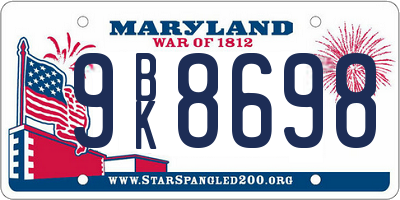 MD license plate 9BK8698