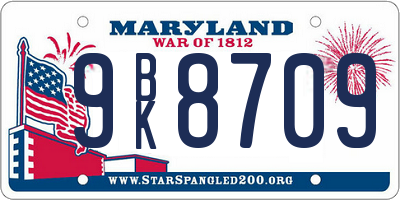 MD license plate 9BK8709