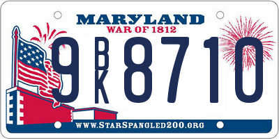 MD license plate 9BK8710