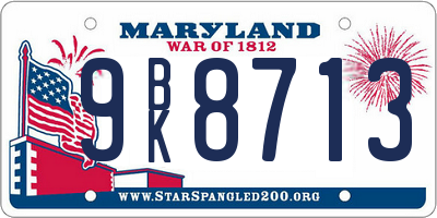 MD license plate 9BK8713