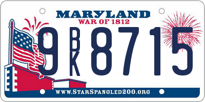 MD license plate 9BK8715