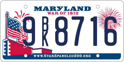 MD license plate 9BK8716
