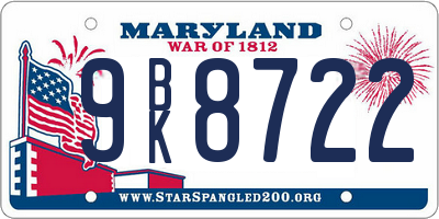 MD license plate 9BK8722