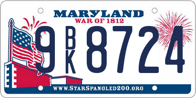 MD license plate 9BK8724