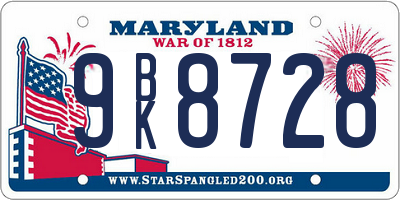 MD license plate 9BK8728