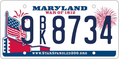 MD license plate 9BK8734