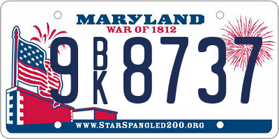 MD license plate 9BK8737