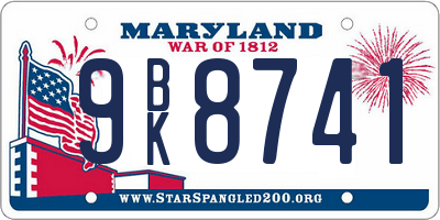MD license plate 9BK8741