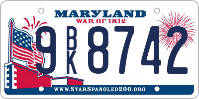 MD license plate 9BK8742