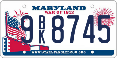 MD license plate 9BK8745