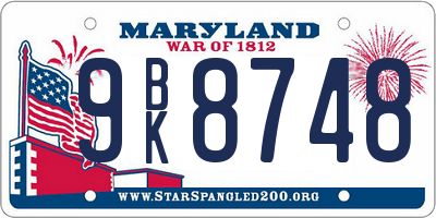 MD license plate 9BK8748