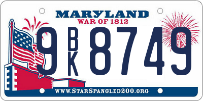 MD license plate 9BK8749