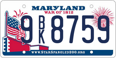 MD license plate 9BK8759