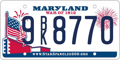MD license plate 9BK8770