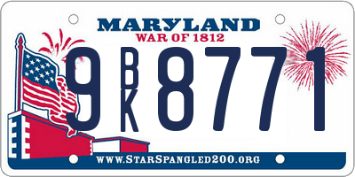 MD license plate 9BK8771