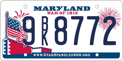 MD license plate 9BK8772