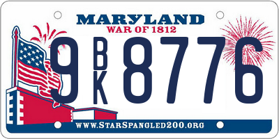 MD license plate 9BK8776