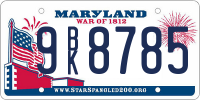MD license plate 9BK8785