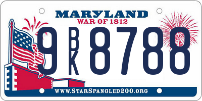 MD license plate 9BK8788