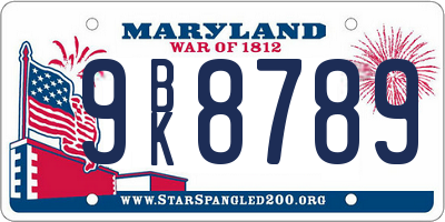 MD license plate 9BK8789