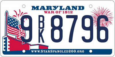 MD license plate 9BK8796