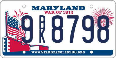 MD license plate 9BK8798