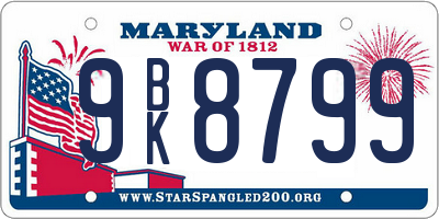 MD license plate 9BK8799