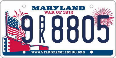 MD license plate 9BK8805