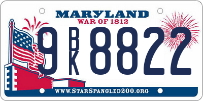MD license plate 9BK8822