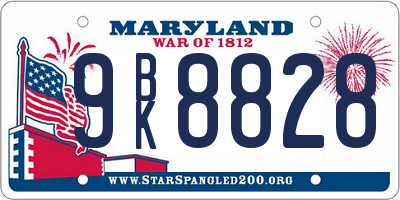 MD license plate 9BK8828