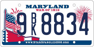 MD license plate 9BK8834