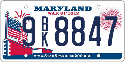 MD license plate 9BK8847