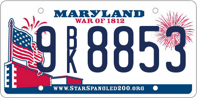 MD license plate 9BK8853
