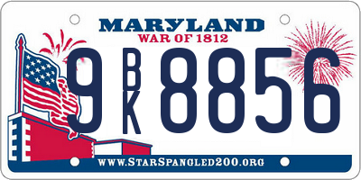 MD license plate 9BK8856