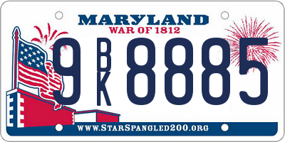 MD license plate 9BK8885