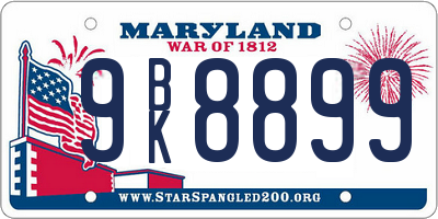 MD license plate 9BK8899