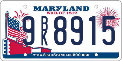 MD license plate 9BK8915